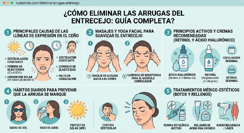 Guía visual para eliminar las arrugas del entrecejo