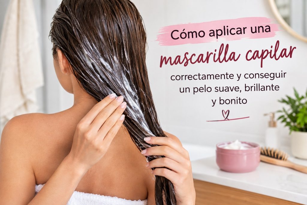 Mujer aplicando una mascarilla capilar en el cabello