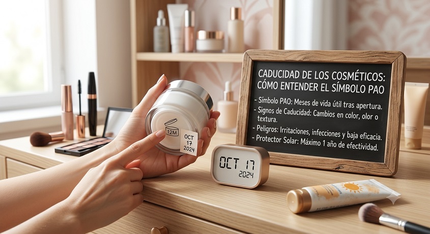 Guía gráfica sobre la caducidad cosmética y símbolo PAO