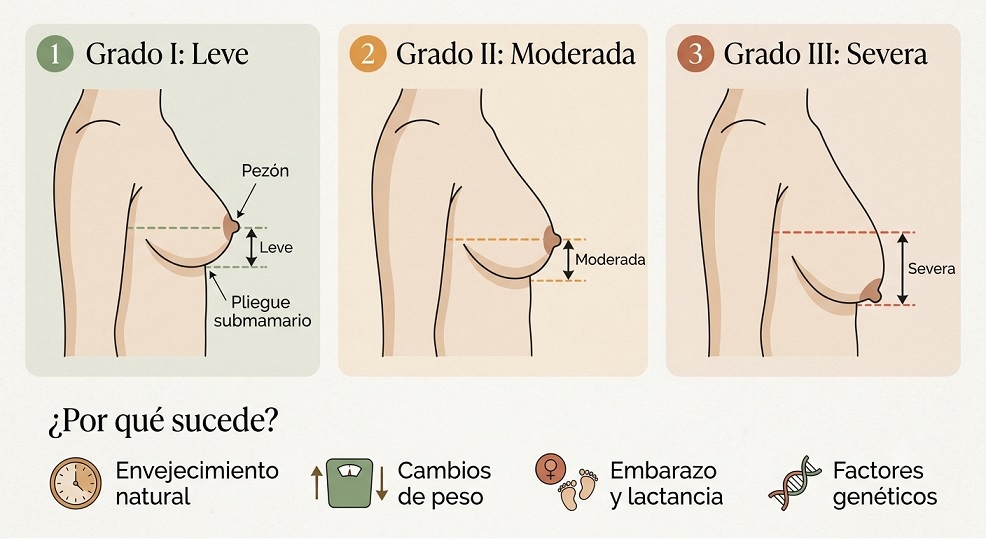 Grados de caída del pecho y sus causas