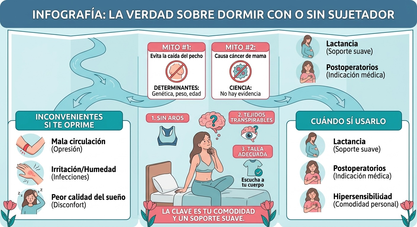 La verdad sobre dormir con o sin sujetador: Guía visual de salud femenina