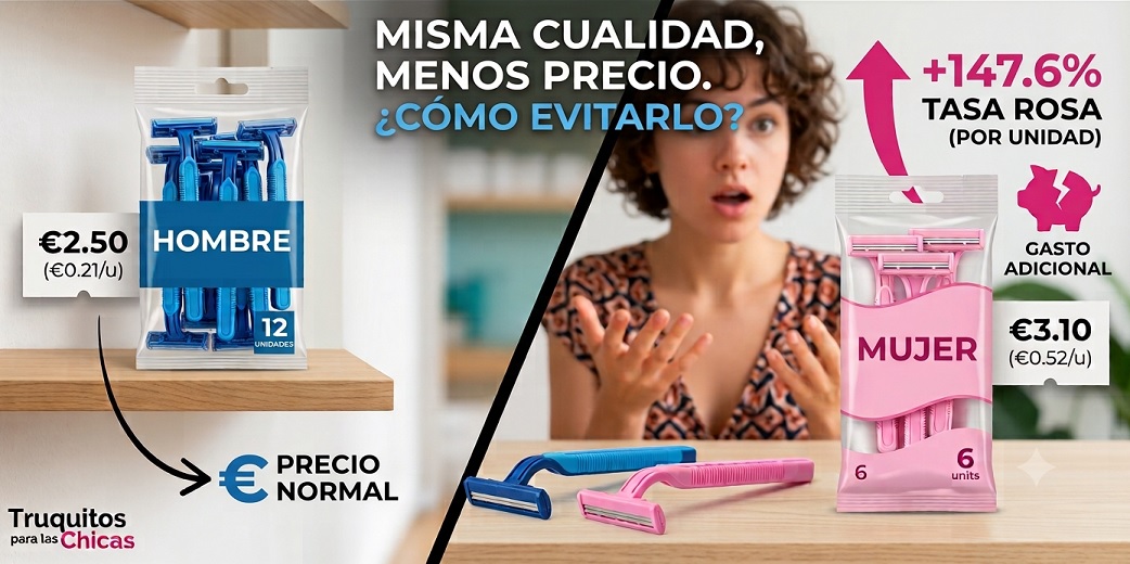 mujer soprendida por la diferencia de precios de los supermercados en los productos de mujer o de hombre