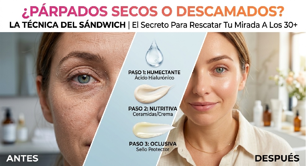 Técnica del sándwich: paso a paso para reparar la piel del párpado