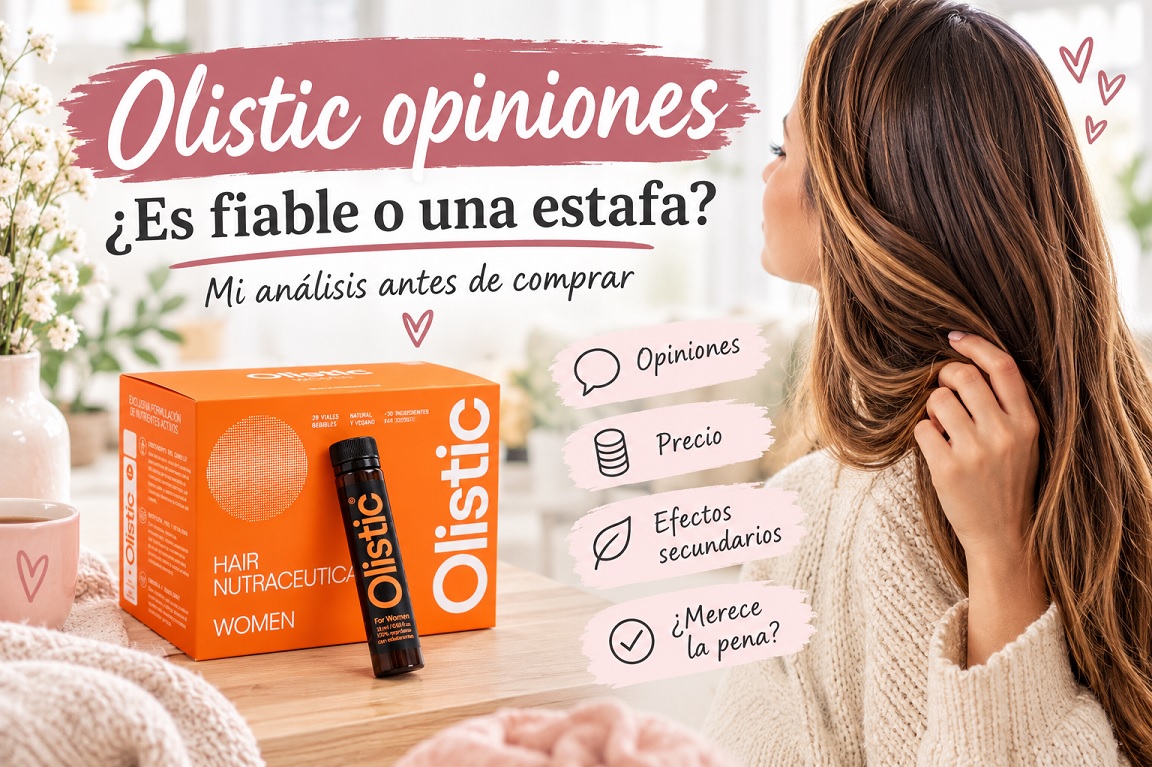 Caja naranja de Olistic Women y vial del complemento capilar para mujeres.